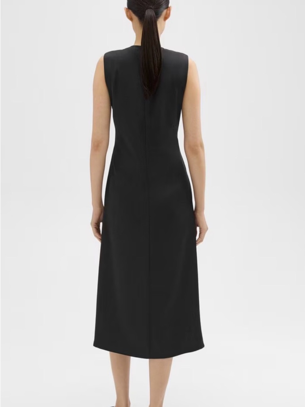 Theory Black Sleeveless Knot-Detail Midi Dress - Picture 2 of 10